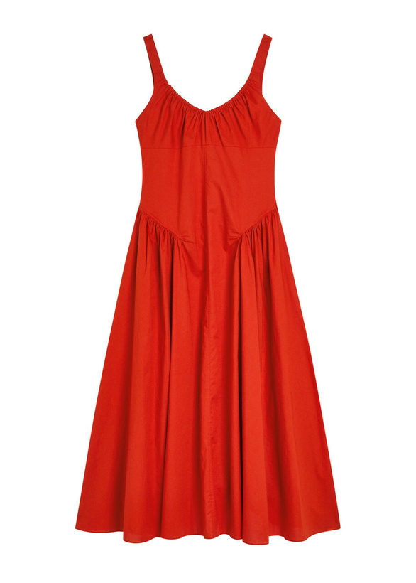 Photo: Faithfull The Brand Olas Cotton Midi Dress Red