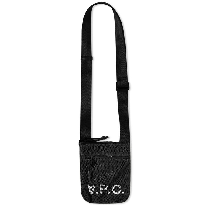 Photo: A.P.C. Men's Rebound Mesh Neck Pouch in Black