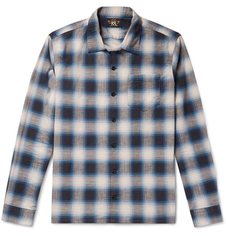 Photo: RRL - Camp-Collar Checked Cotton-Poplin Shirt - Men - Blue