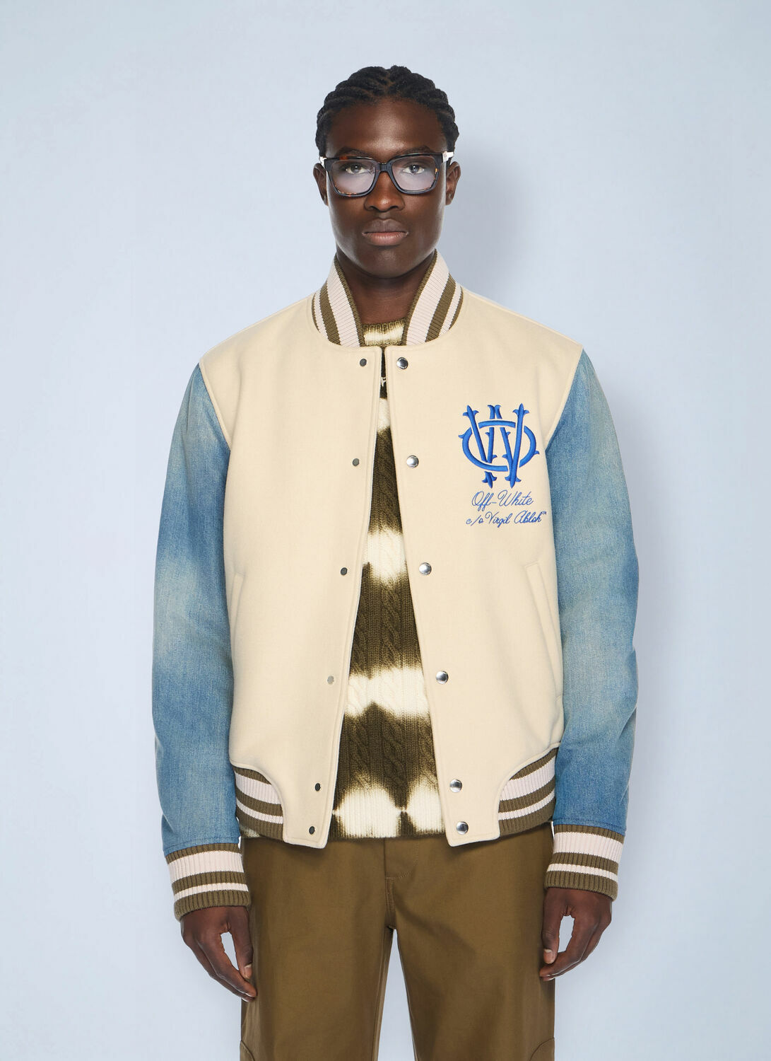 Off-White Gothic Wool Denim Varsity Jacket