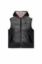 Diesel Hooded vest in denim-effect jacquard - Sweaters - Unisex - Black