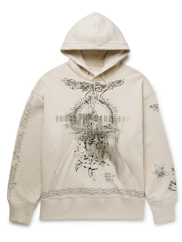 Photo: GIVENCHY - Oversized Printed Cotton-Jersey Hoodie - Neutrals - XS