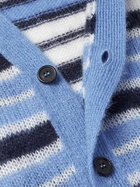 Marni - Logo-Embroidered Striped Mohair-Blend Cardigan - Blue
