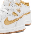 Air Jordan 1 Retro High OG TD Sneakers in White/Gold/Brown