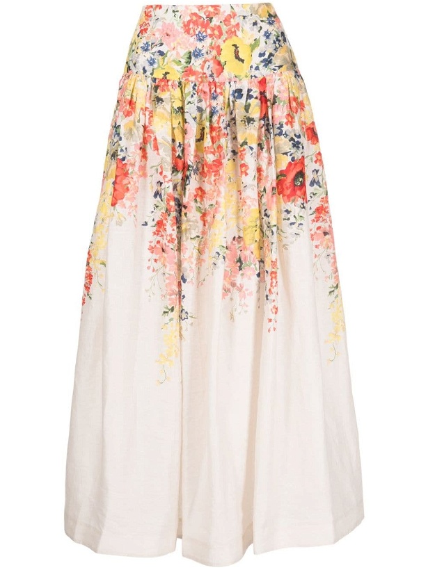 Photo: ZIMMERMANN - Floral Print Linen Midi Skirt