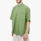 Auralee Men's Finx Short Sleeve Shirt in Khaki Green