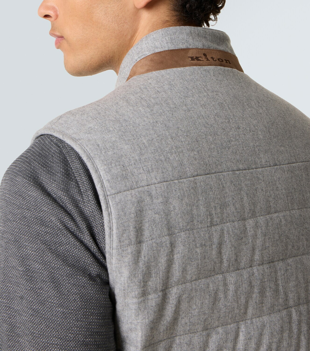 Kiton Suede-trimmed cashmere-blend vest