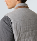 Kiton Suede-trimmed cashmere-blend vest