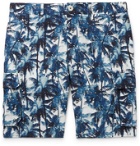 120% - Printed Linen Cargo Shorts - Blue
