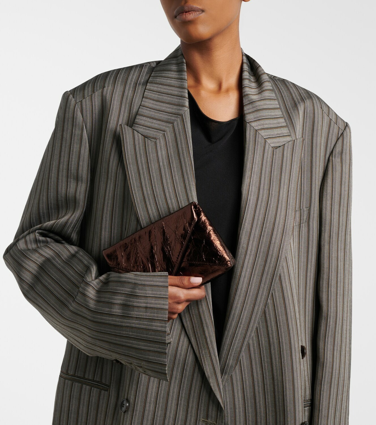 Dries Van Noten Envelope Small metallic leather clutch
