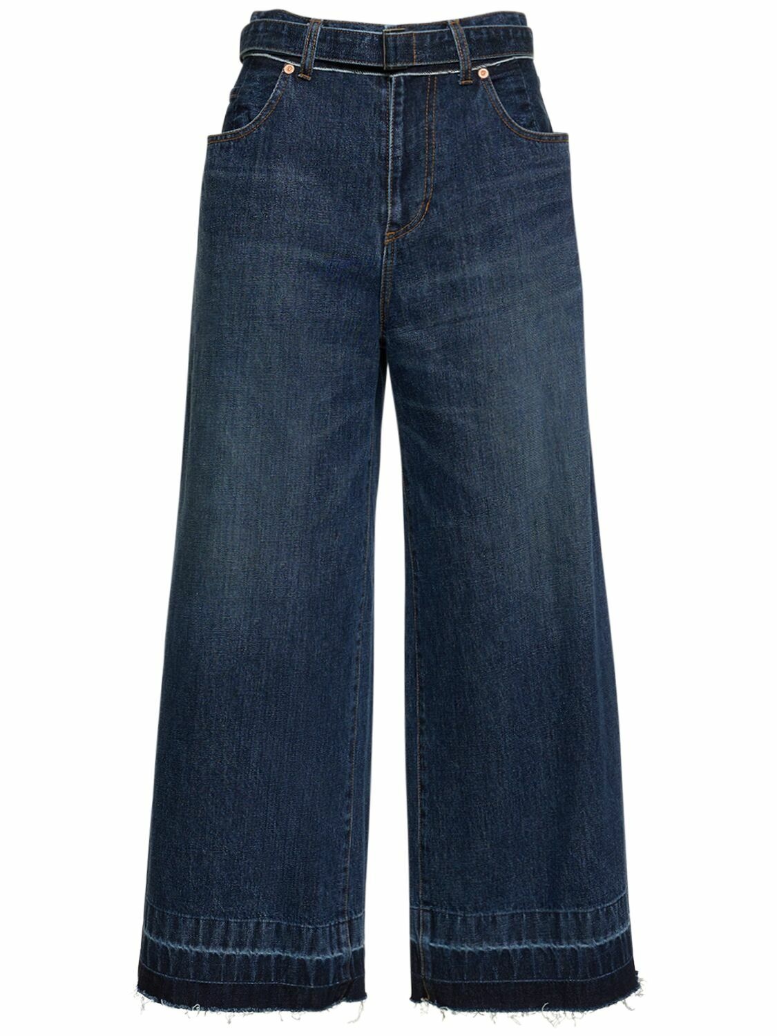 Photo: SACAI - High Rise Belted Denim Wide Jeans