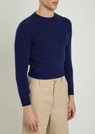 Jil Sander 3/4 Sleeve Wool-blend Jumper Blue