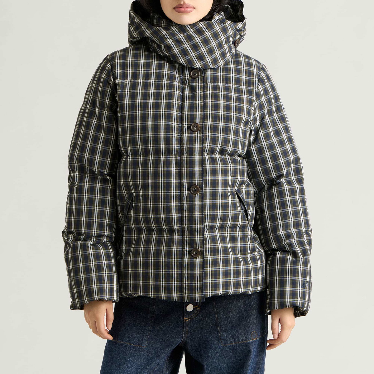 Damson Madder Women's Pearl Hooded Puffer Jacket in Multi