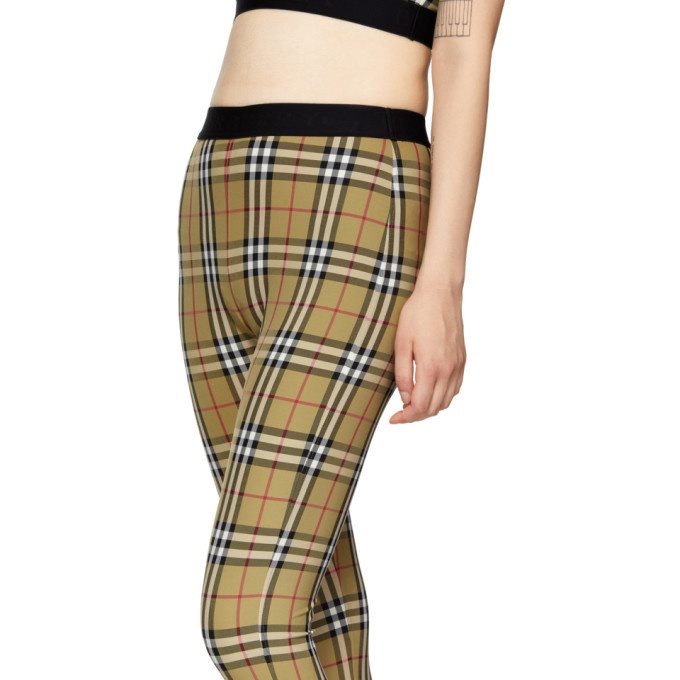 Belvoir Checked Stretch Leggings Burberry Bottoms Pants Yellow