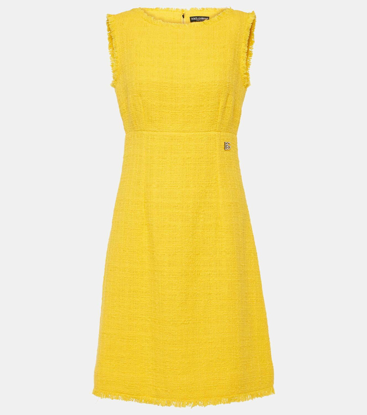 【DOLCE&GABBANA】ツイード ミディドレス DGロゴ イエロー Dolce&Gabbana Logo cotton-blend tweed midi dress Dolce & Gabbana