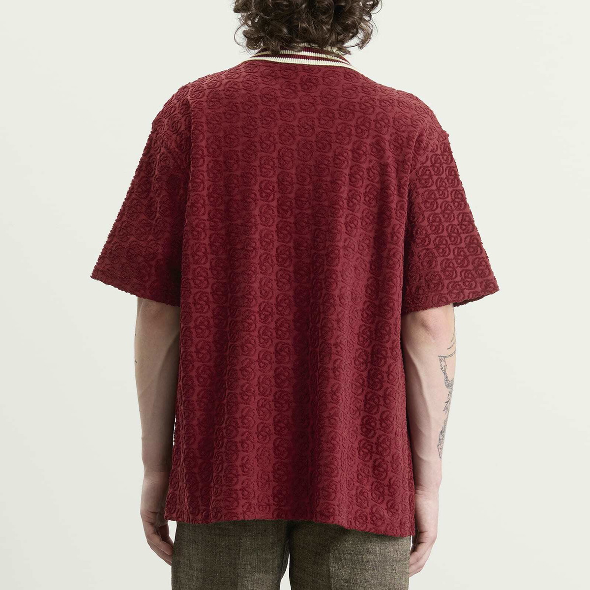 Drôle de Monsieur Men's Monogram Shirt in Wine