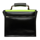 Acne Studios Black High-Shine Leather Satchel Briefcase