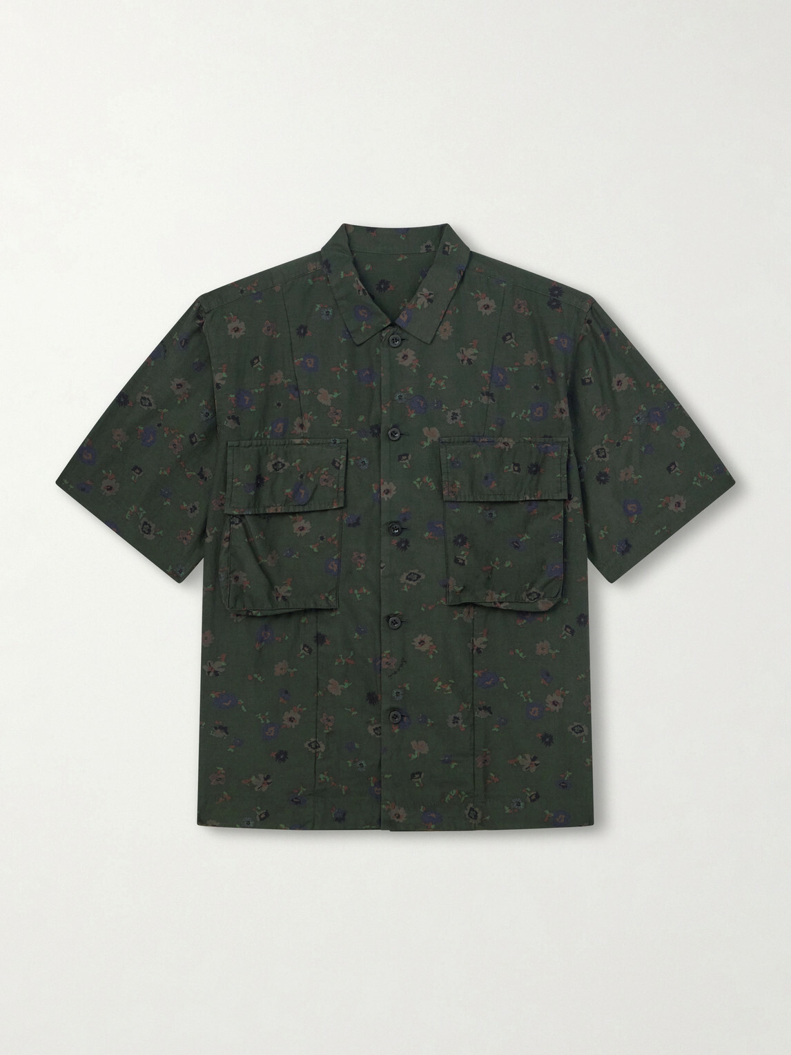 Sacai - Layered Floral-Print Woven Shirt - Green