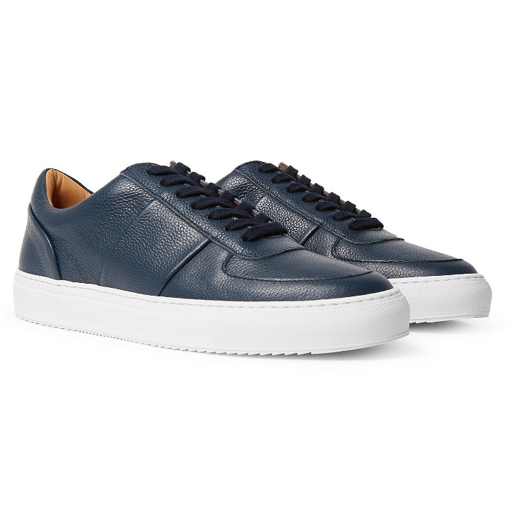 Photo: Mr P. - Larry Panelled Full-Grain Leather Sneakers - Blue