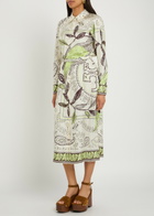 Tory Burch Printed Belted Silk Midi Shirt Dress Multicoloured