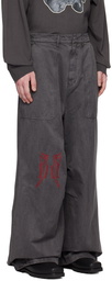 We11done Gray Western Embroidered Trousers