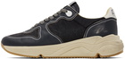 Golden Goose Navy Running Sole Sneakers