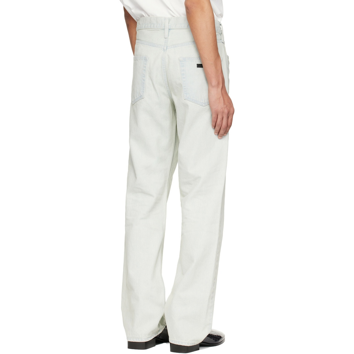 Fear of God Blue Bleach Washed Denim Straight 5 Pocket Jeans