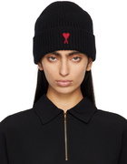 AMI Paris Black Red Ami de Cœur Beanie