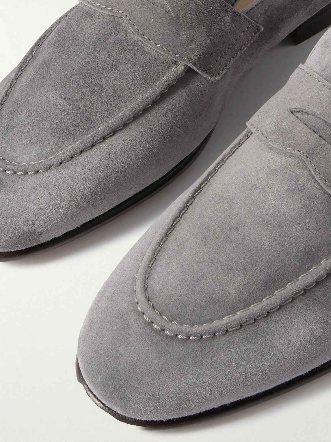 Brunello Cucinelli Penny Loafer Sneaker Suede Gray EU 41 US 8 Made Italy BRUNELLO CUCINELLI 990$ Chevron-effect Suede Loafers  main image 4