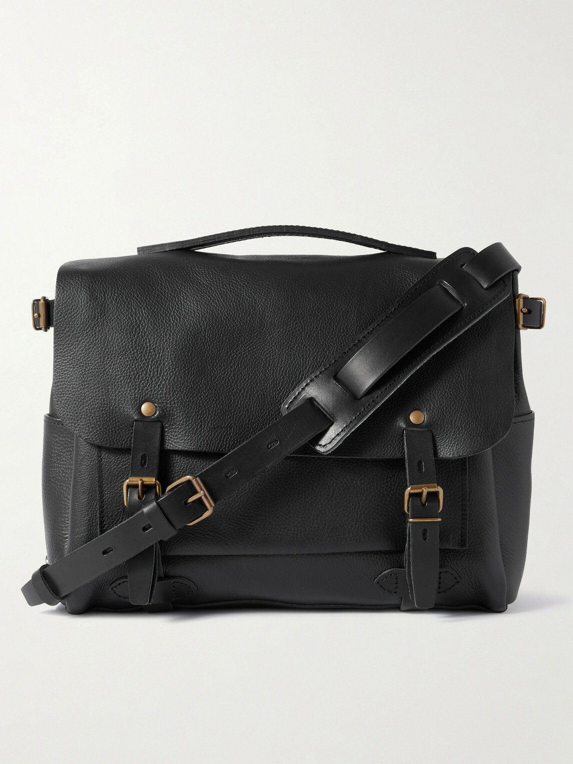 Bleu de Chauffe - Éclair Full-Grain Leather Messenger Bag - Black