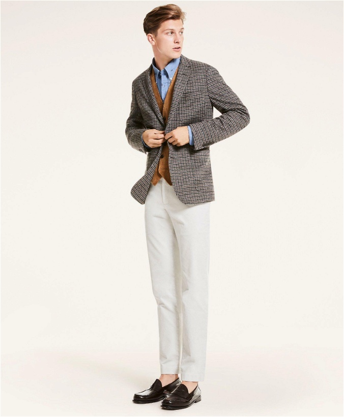 Photo: Brooks Brothers Men's Milano Slim-Fit Check Knit Sport Coat | Brown