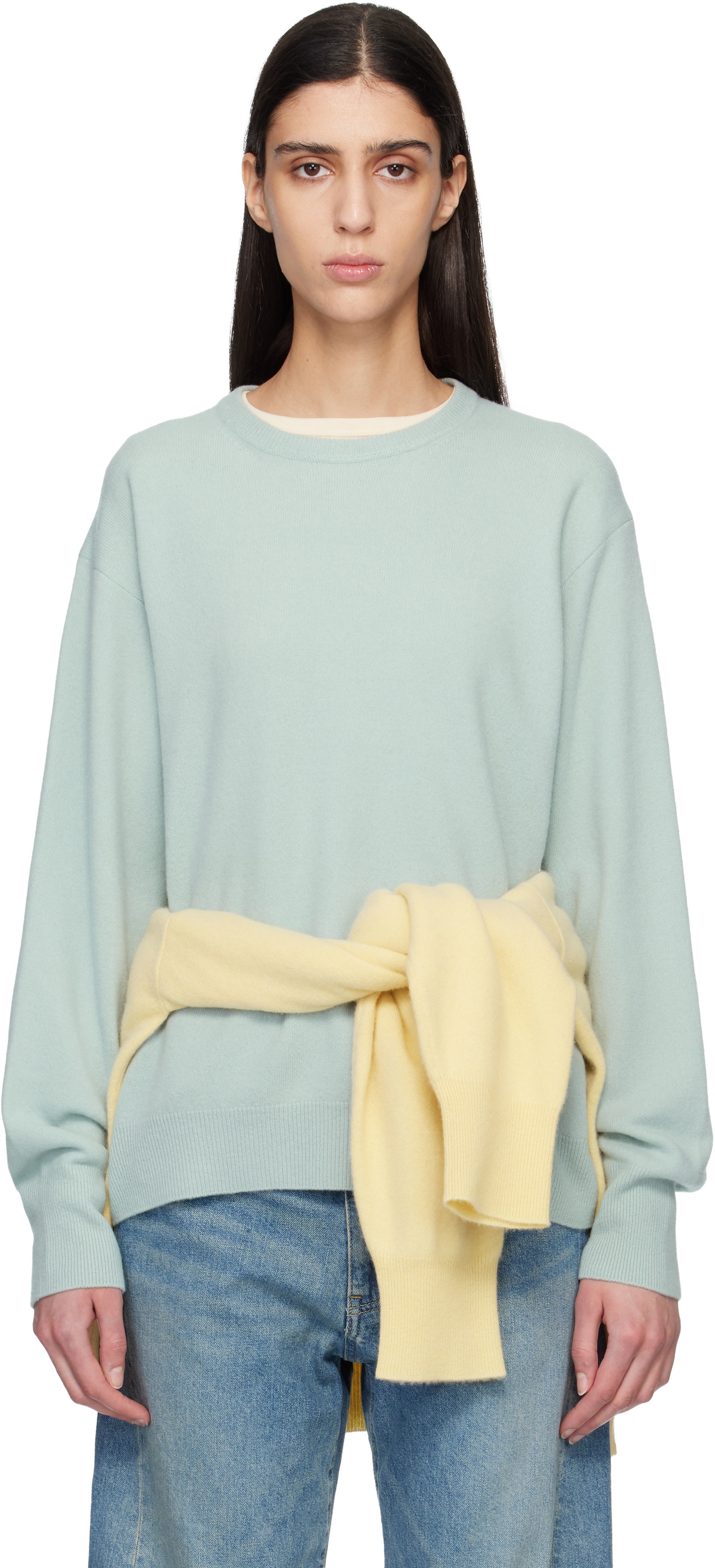 ssstein Blue Extra Fine Wool Knit Sweater