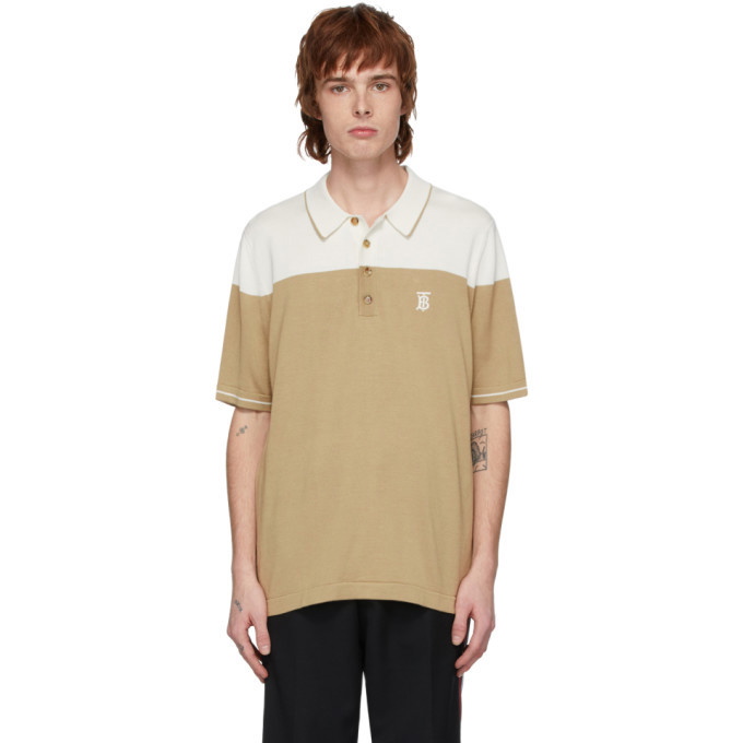 Photo: Burberry Beige and Off-White Silk Cashmere Brayton Polo