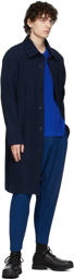 Homme Plissé Issey Miyake Navy Wool Like Coat