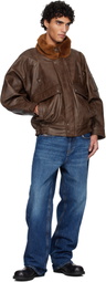 R13 Brown Flight Leather Jacket