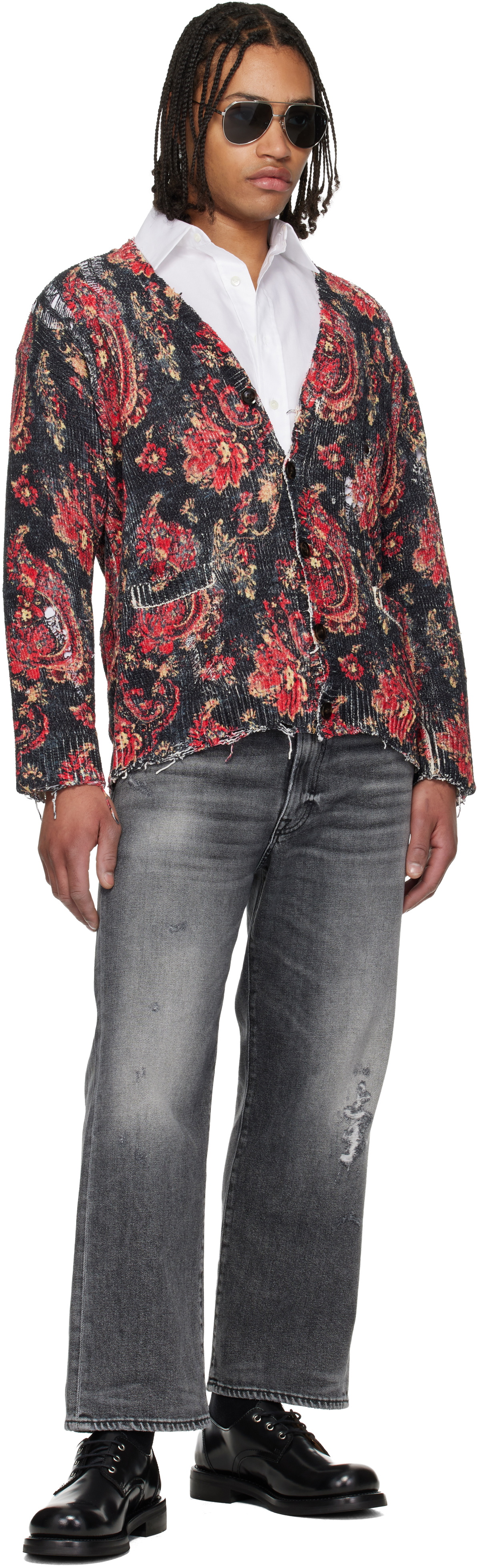 R13 Black Washed Boyfriend Jeans
