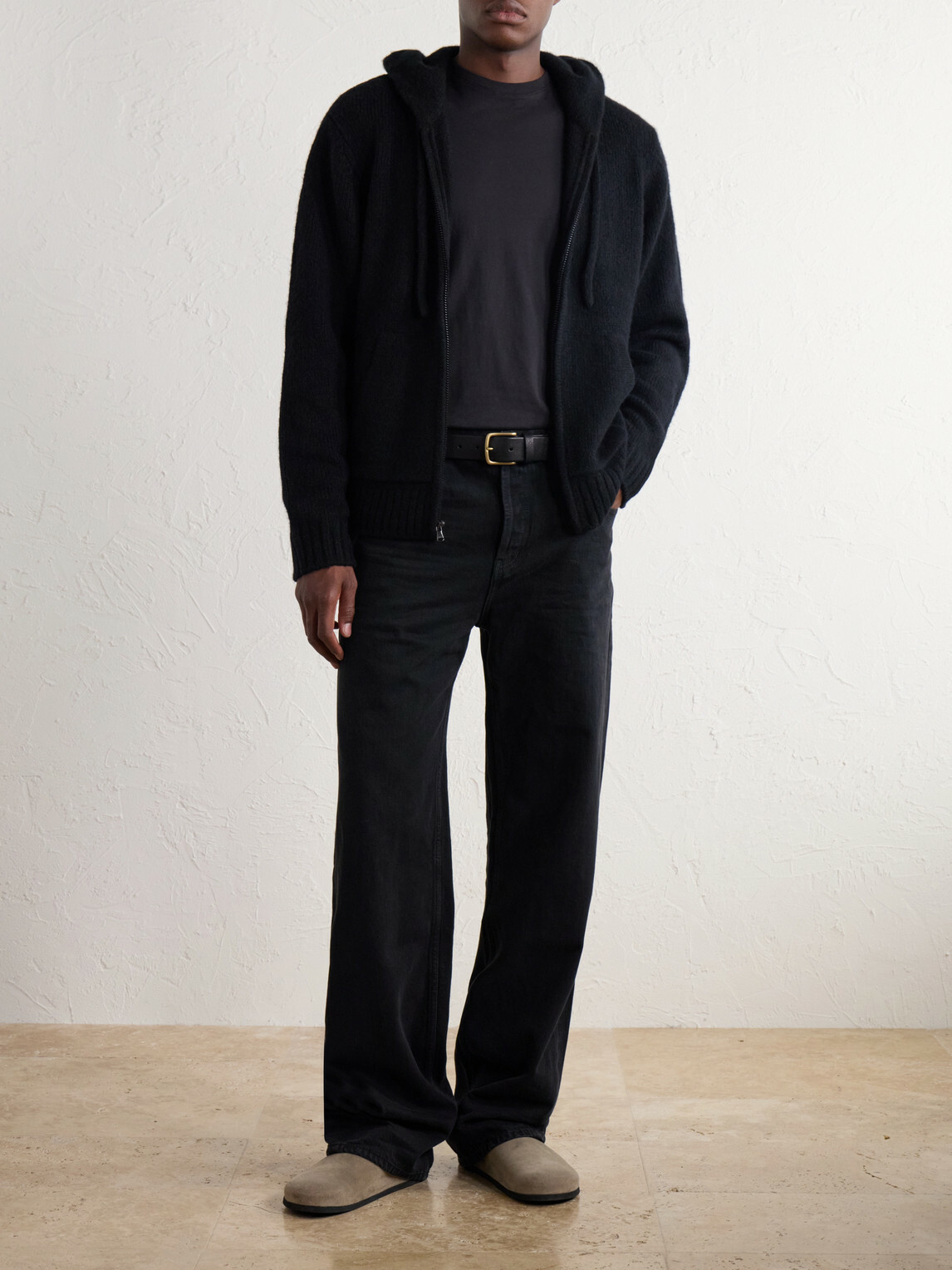 James Perse - Ribbed Cashmere Zip-Up Hoodie - Black