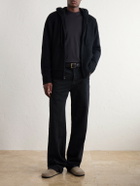 James Perse - Ribbed Cashmere Zip-Up Hoodie - Black