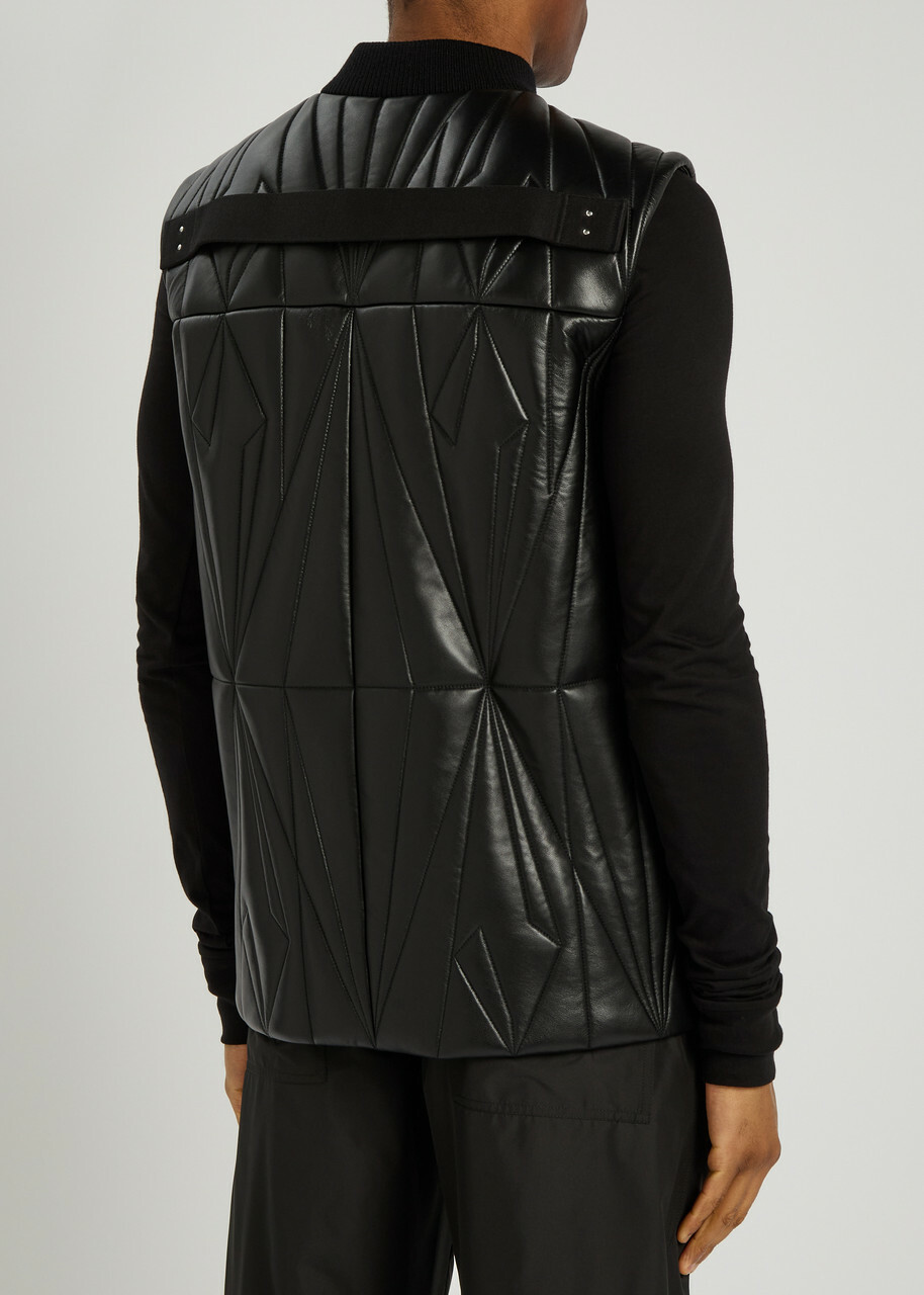 Rick Owens X Moncler Geocamo Padded Leather Flight Vest Black