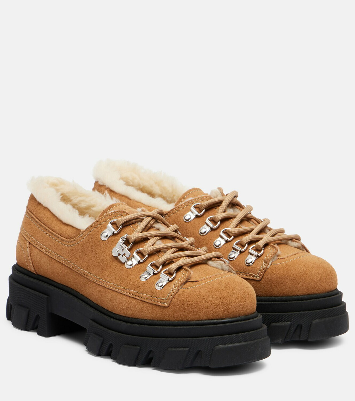 Ganni Faux leather platform loafers