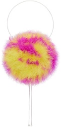 FAL-ASH Pink & Yellow Feather Hoop Shoulder Bag