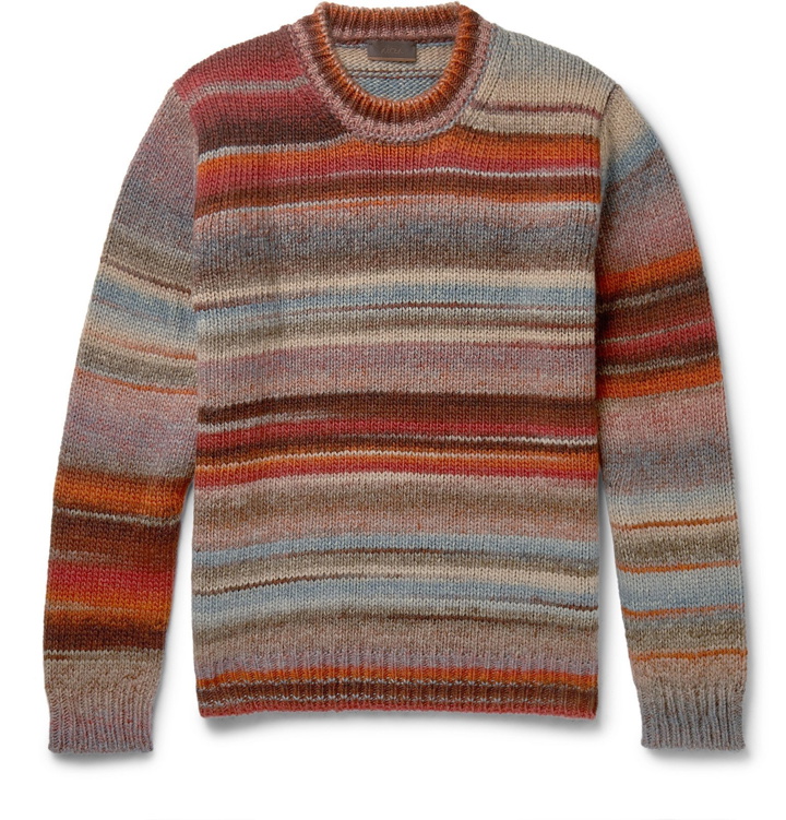 Photo: Altea - Striped Virgin Wool-Blend Sweater - Red