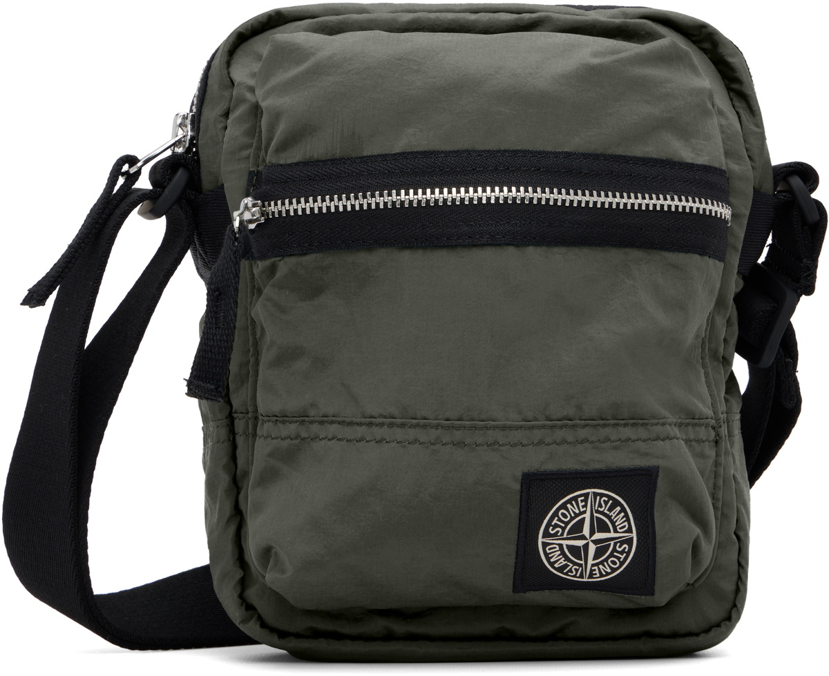 Stone Island Khaki 9200015 Coated Nylon Metal ECONYL Pouch Stone