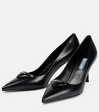 Prada Logo leather pumps