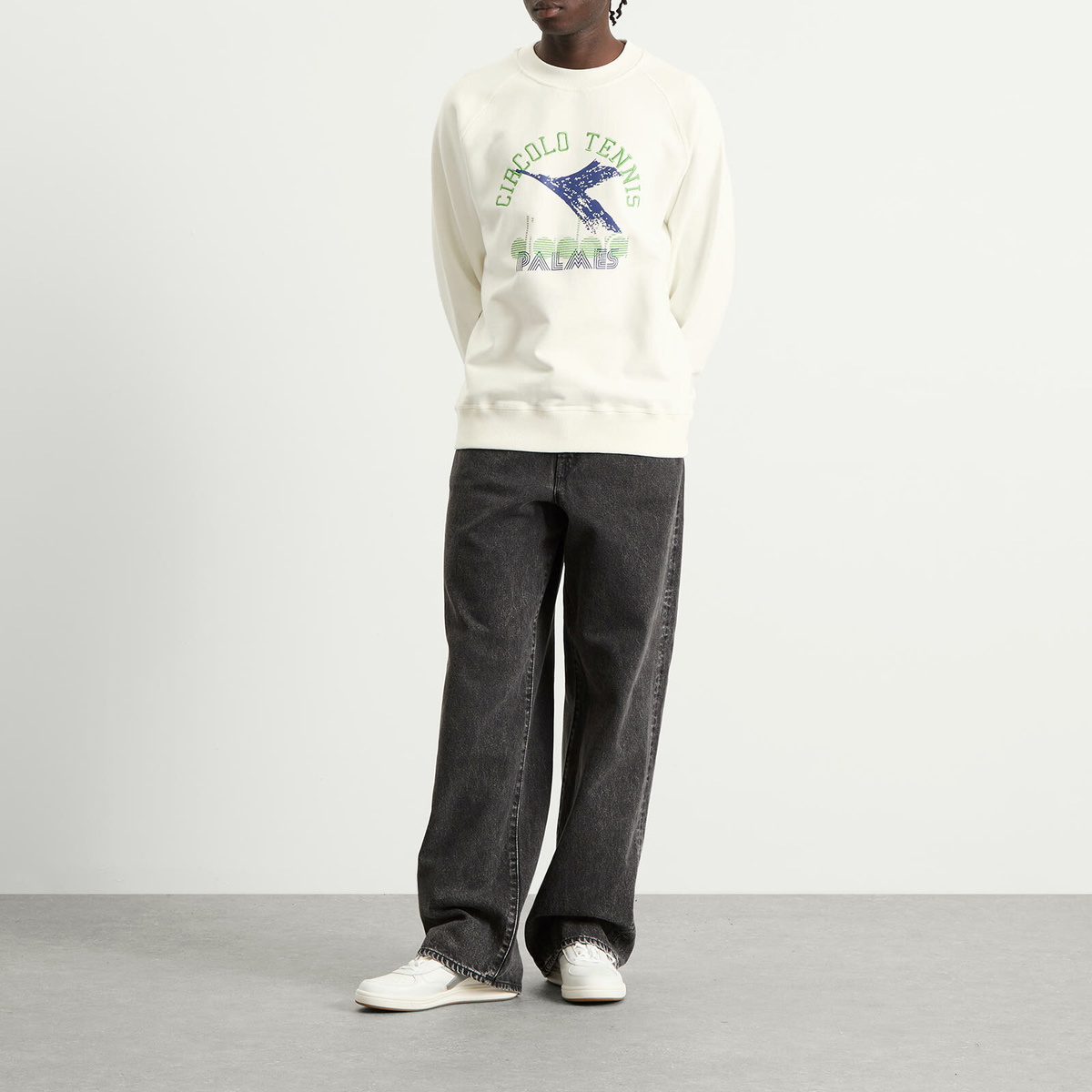 Diadora Men's x Palmes Legacy Crew Sweat in Snow White