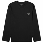 A.P.C. Men's Long Sleeve Olivier Embroidered Logo T-Shirt in Black