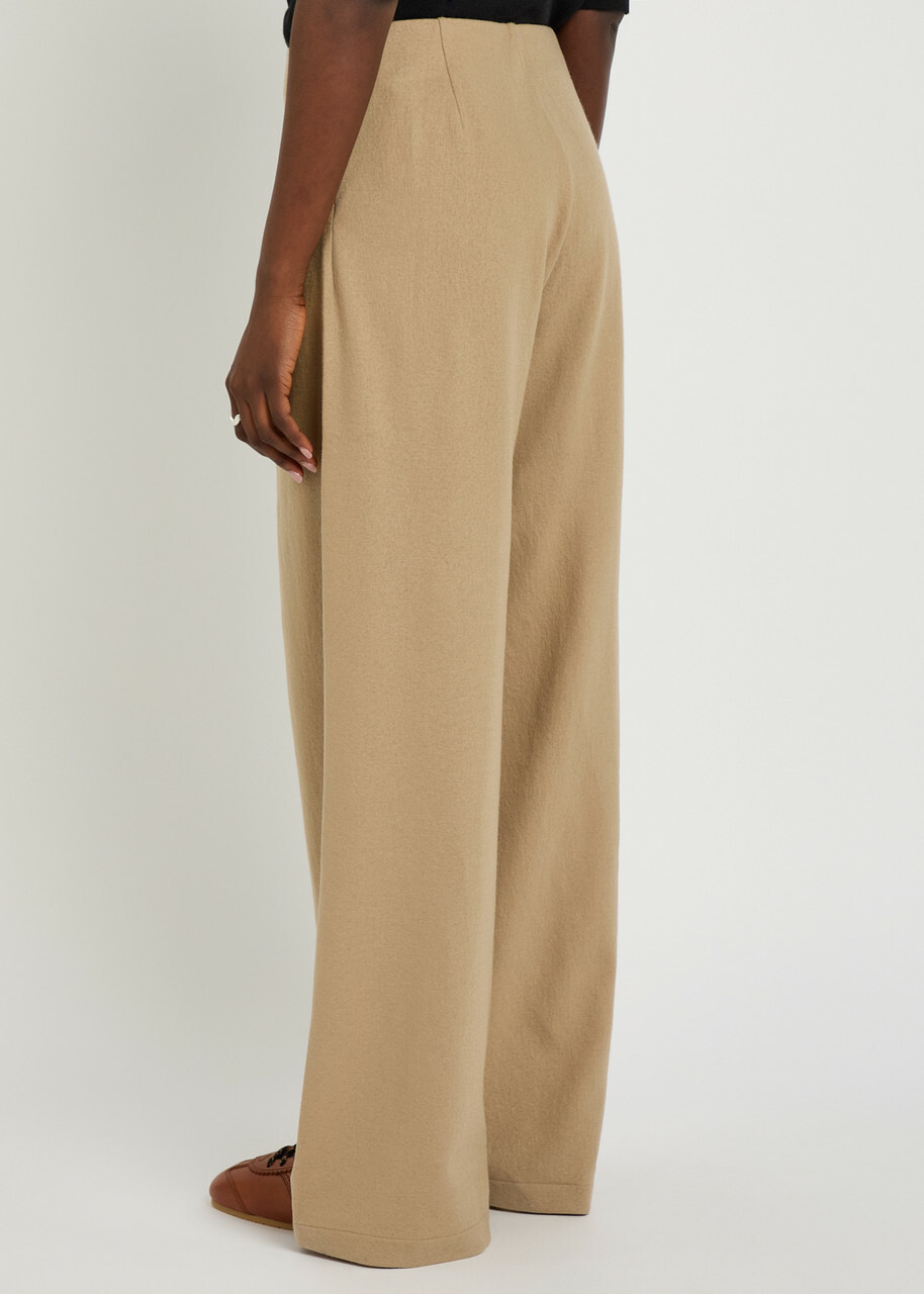 Eileen Fisher Wide-leg Wool Trousers Beige