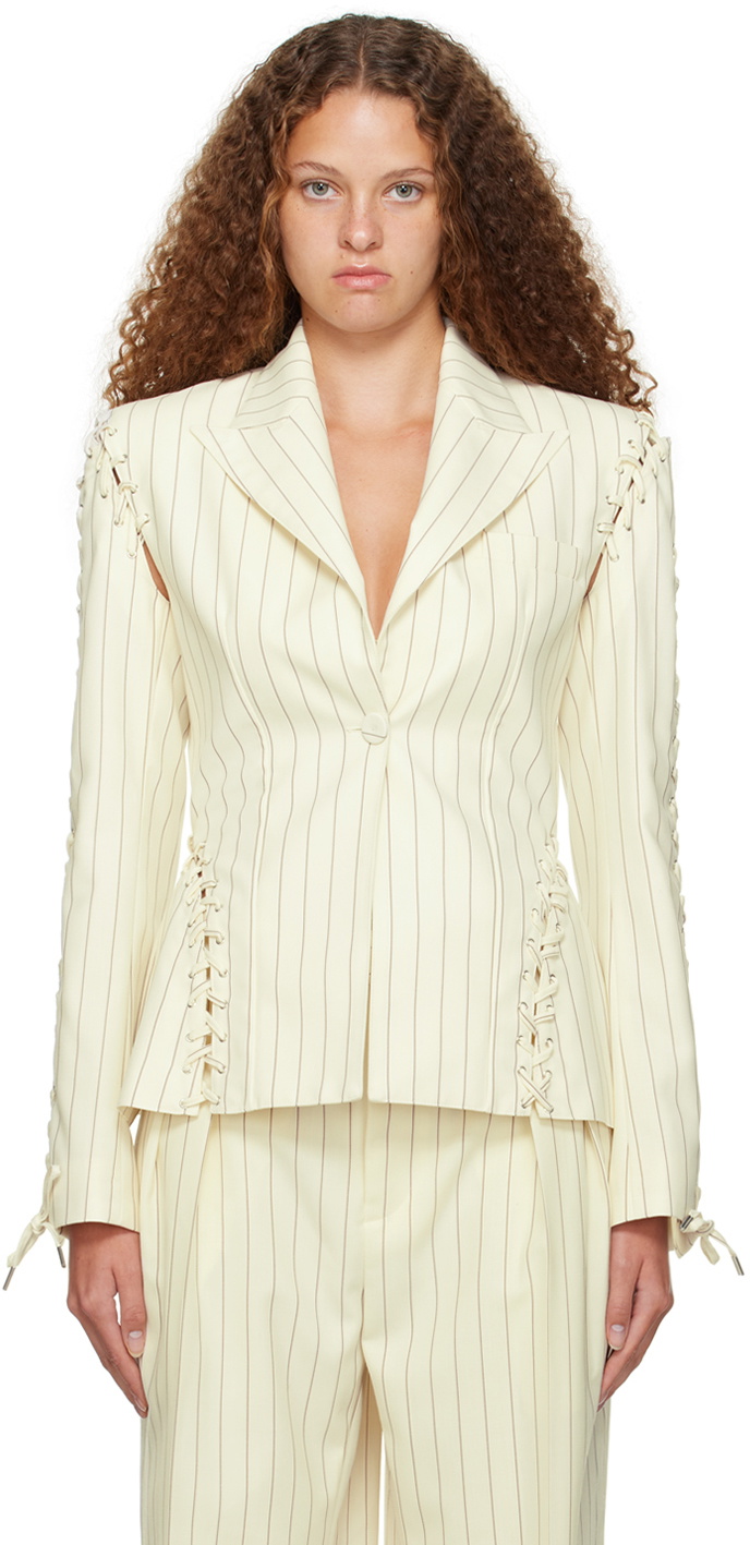 Jean Paul Gaultier Off-White Lace-Up Blazer Jean Paul Gaultier Jean Paul Gaultier Off-White Lace-Up Blazer Jean Paul Gaultier