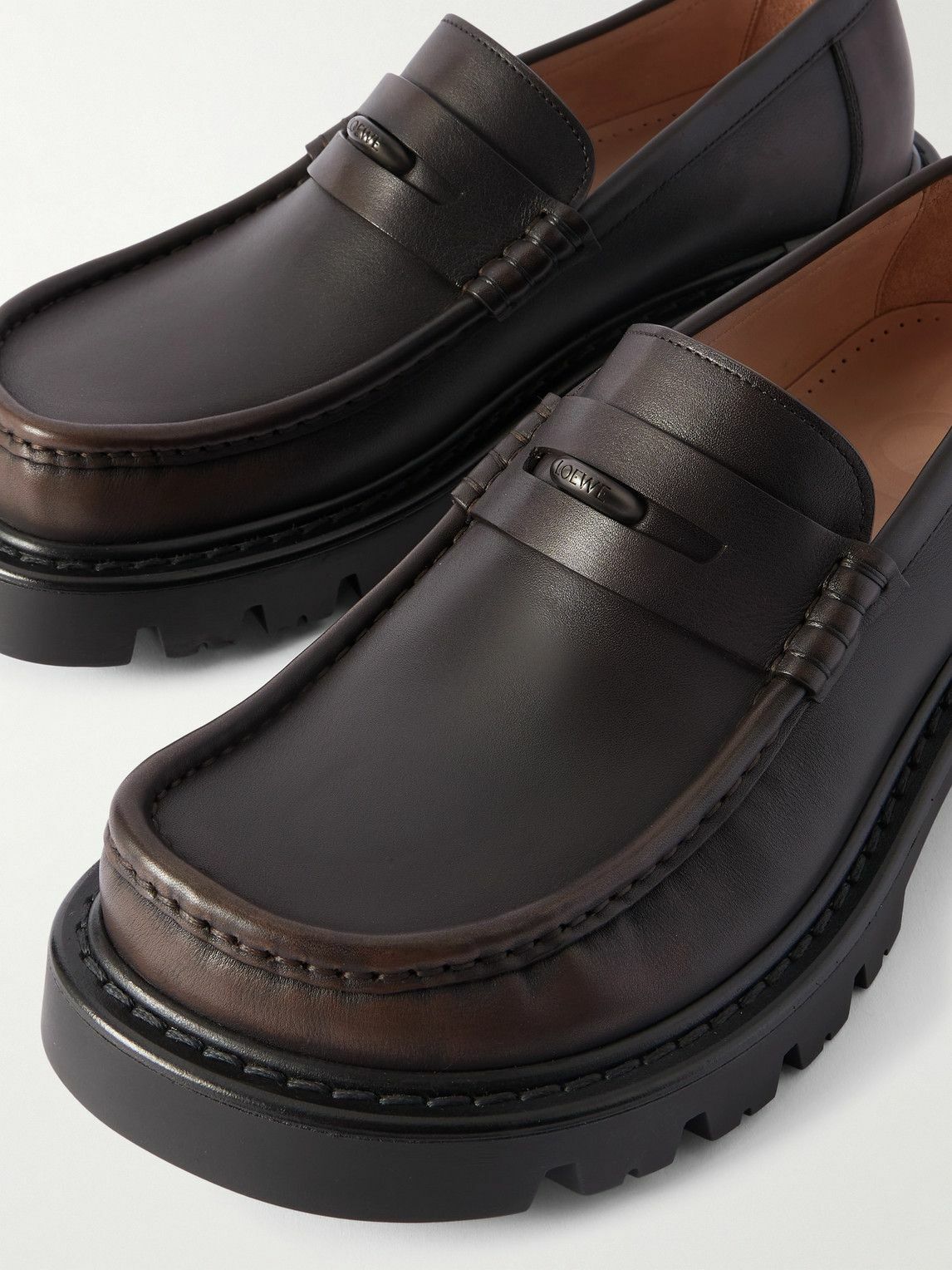 LOEWE - Sierra Leather Penny Loafers - Brown