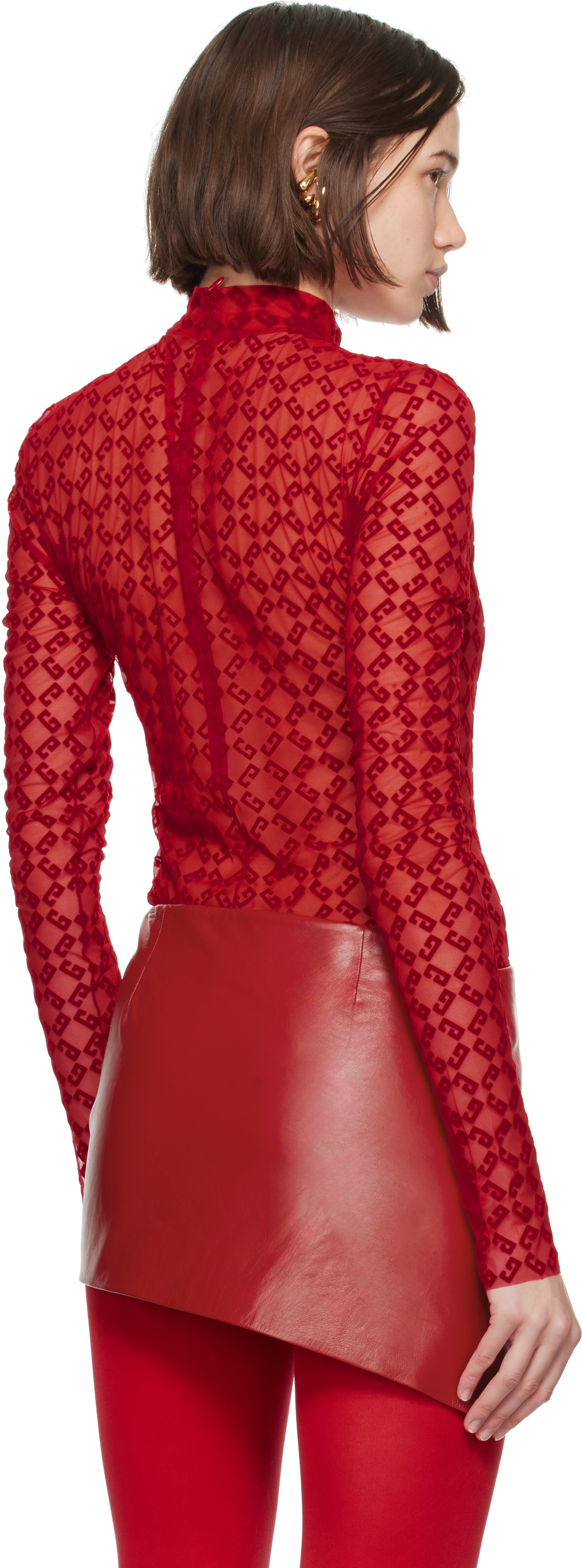 Givenchy Red Monogram 72 Bodysuit